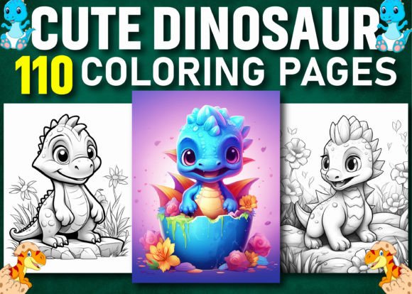 110 Cute Dinosaur Coloring Pages: A Complete Resource for Creative Publishing and Playful Learning