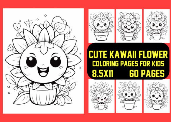 Cute Kawaii Flower Coloring Pages for Kids – A Practical Resource for KDP Publishers