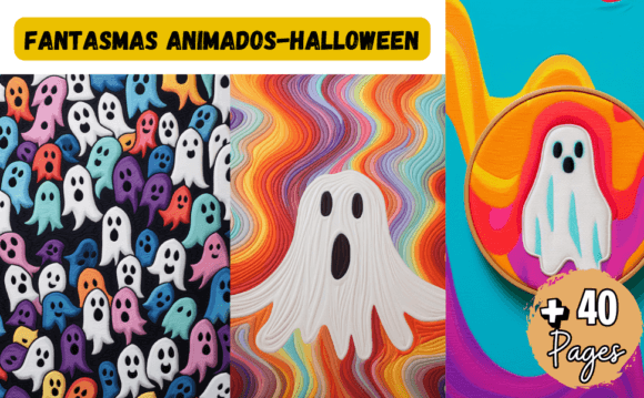 Fantasmas Animados – Halloween: 40 Color Pages for Creators & KDP Sellers