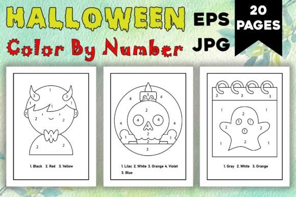 Halloween Color by Number Pages - 04 for Your Projects