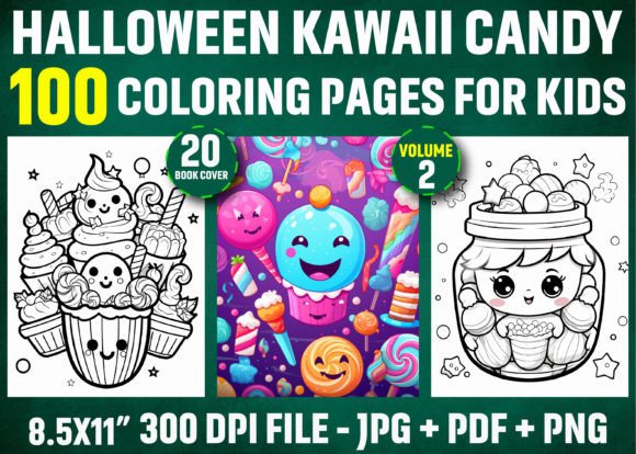 Halloween Kawaii Candy Coloring Pages for KDP Publishers